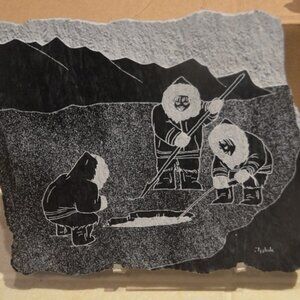 Hand-Carved " Igluk " Art  Soapstone Plaque